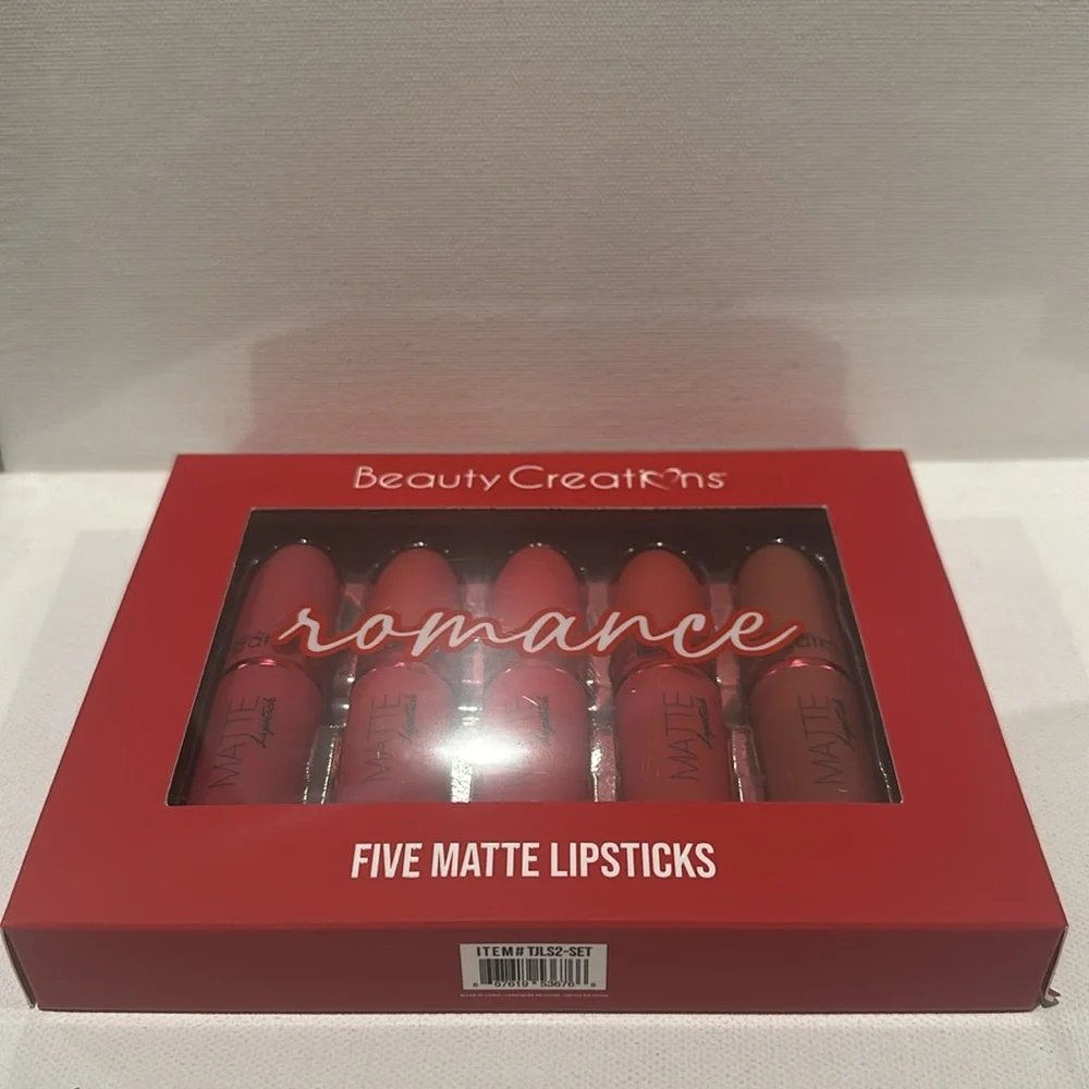 ❤️Beauty Creations Romance 5 Matte Lipsticks. Sugar Bomb, My Cherry, Infatuated.